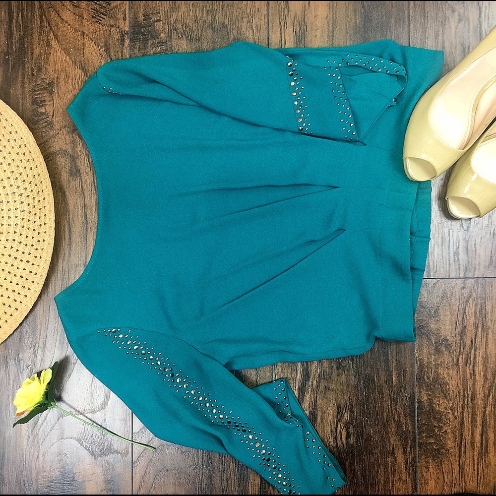 BCBG Max Azria Marlene Green Jewel Top